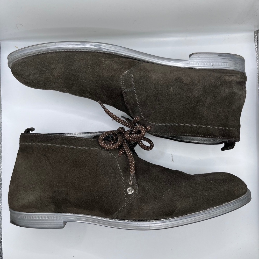 Jimmy Choo Chukka Boots Mens 11 Dark Brown Suede Lace Up Made in Italy